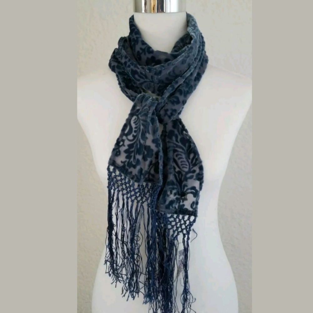 NEW Ralph Lauren Denim and Supply Women's Scarf Fringe Blue Details Dressy Work - Picture 1 of 3